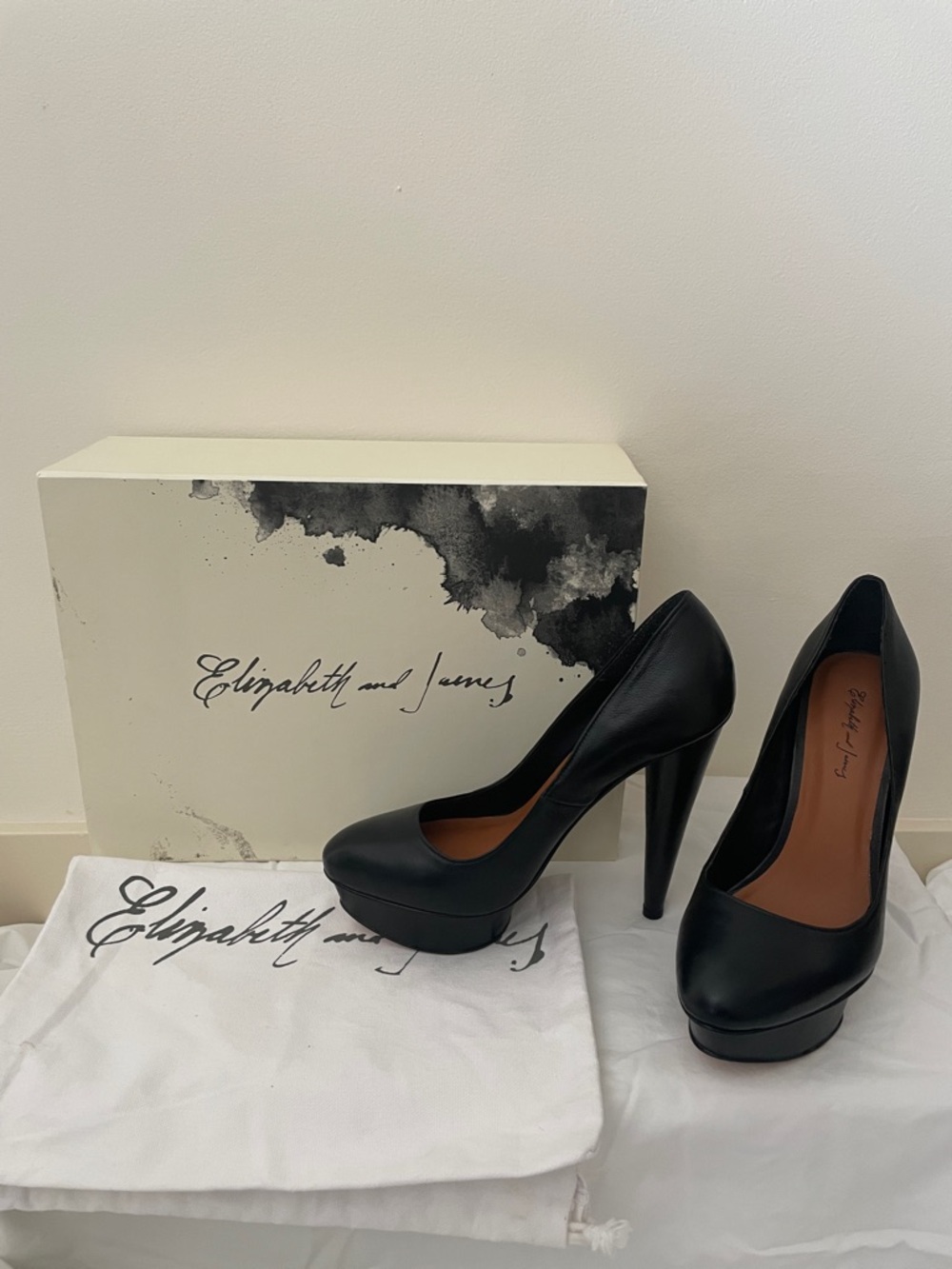 Elizabeth and James Black Platform Stiletto Pumps